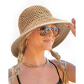 Summer Straw Beach Sun Hats for Women UPF 50 Floppy Wide Brim Travel Bucket Hat Foldable Packable