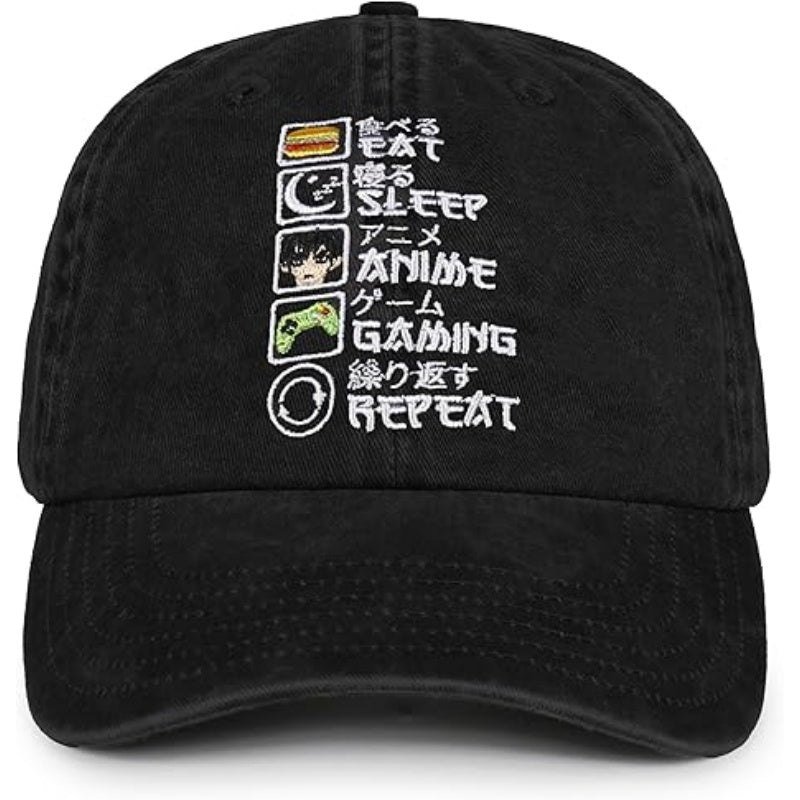 Anime Gifts Cap for Men, Adjustable Vintage Washed Cotton Embroidered Hat, Birthday Kawaii Gift for Anime Lovers