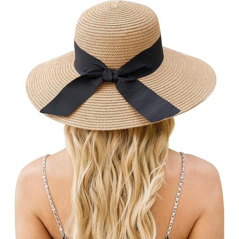 Beach Hat for Women, Wide Brim Sun Straw Hats for Women, Sun Hat Womens UPF 50+ UV Protection, Floppy Foldable Summer Hats