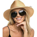 Sun Hats for Women Summer Wide Brim UV UPF 80+ Panama Fedora Foldable Packable Straw Beach Hat