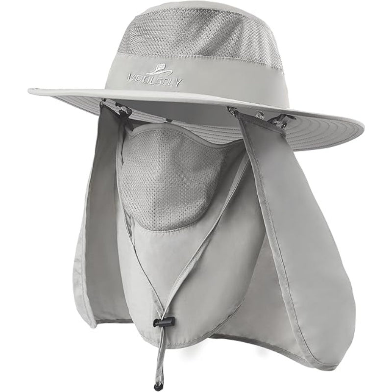 Fishing Hat for Men & Women, Outdoor UV Sun Protection Wide Brim Hat with Face Cover & Neck Flap
